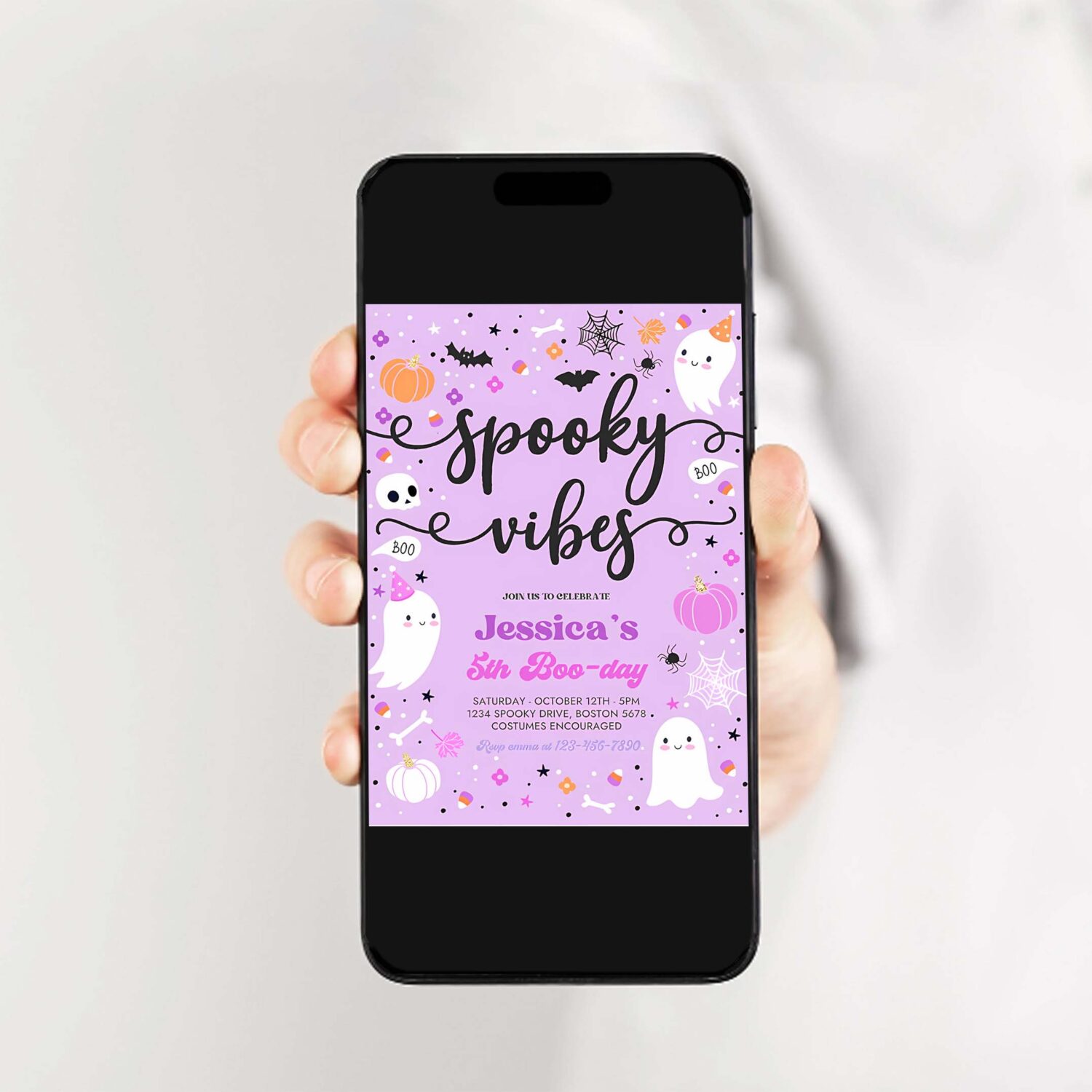 Editable spooky vibes halloween ghost any age birthday party invitation ghost spooky birthday party spooktacular party instant download l1 2