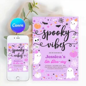 Spooky Vibes Invitation, Spooky Vibes Halloween Ghost Any Age Birthday Party Invitation Ghost Spooky Birthday Party Spooktacular Party