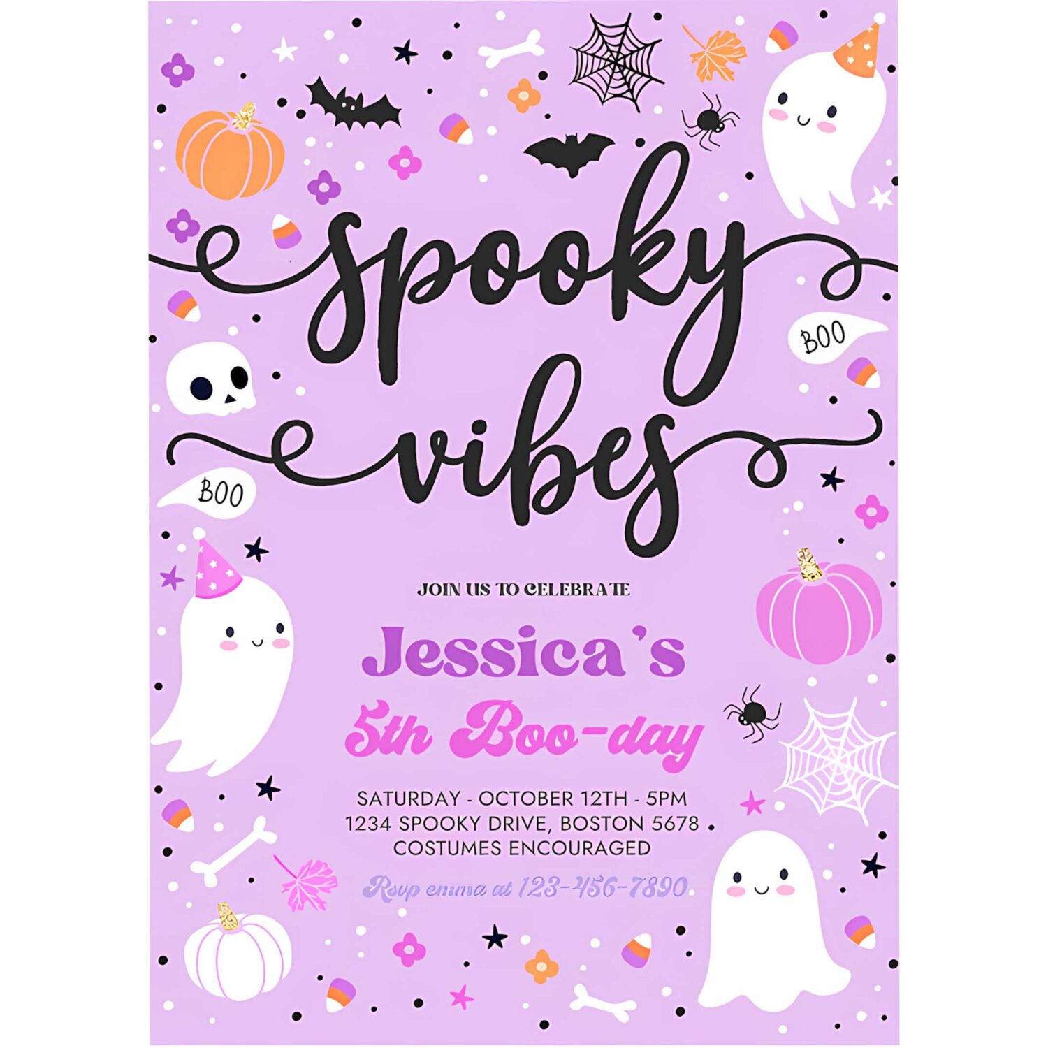 Editable spooky vibes halloween ghost any age birthday party invitation ghost spooky birthday party spooktacular party instant download l1 4