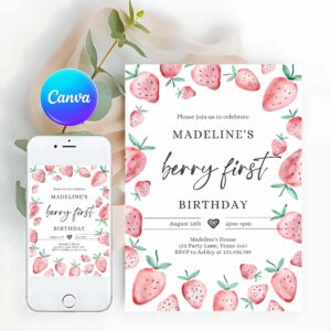 Strawberry Invitation, Strawberry Party Invitation