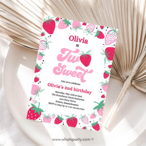 Berry Sweet Invitation, Strawberry Two Sweet Birthday Invitation Two Sweet Strawberry 2nd Birthday, Summer Invitation