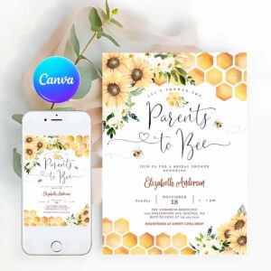 Fun In The Sun Invitation, Sunflower Bee Parents to Bee Baby Shower Invitation