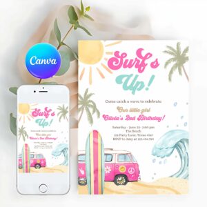 Surfing Invitation, Surf Up Birthday Party Invitation