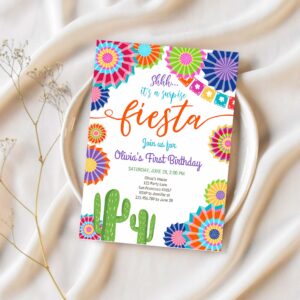 Editable surprise fiesta birthday invitation girl birthday party cactus shhh any age mexican digital download corjl template printable 0236 1