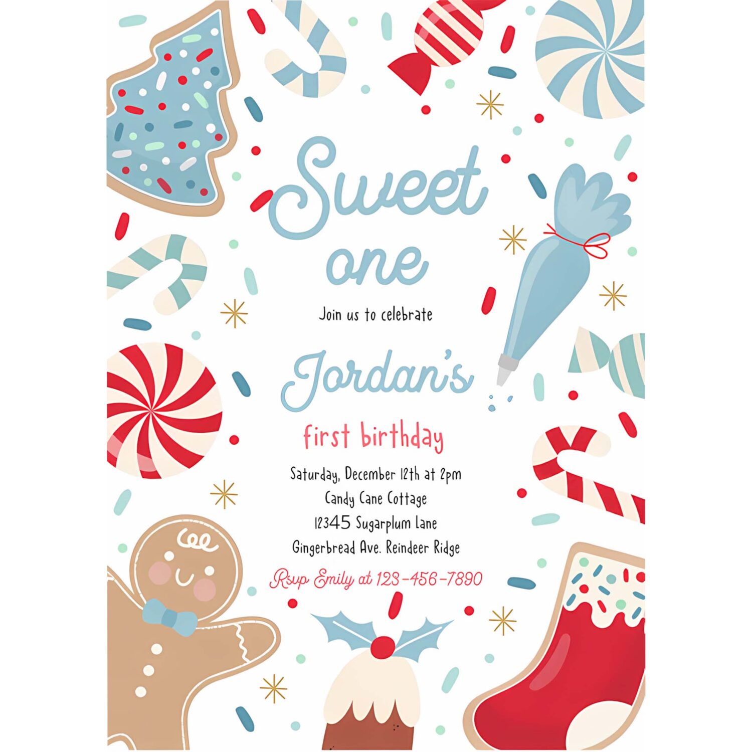 Editable sweet one christmas cookie birthday party invitation holiday cookie 1st birthday sweet one christmas party instant download swj 4