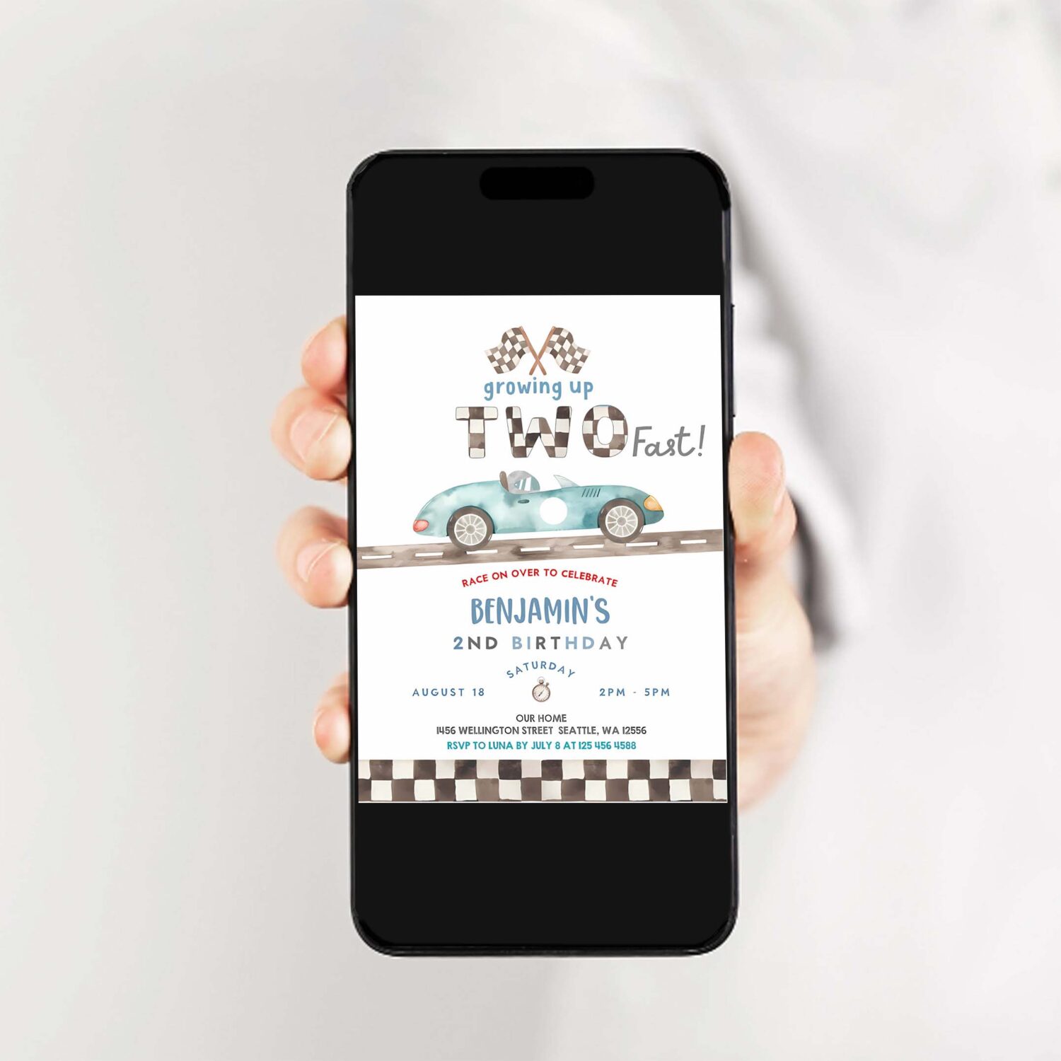 Editable two fast birthday invitation 2nd birthday race car birthday invitation car race birthday party invite 2