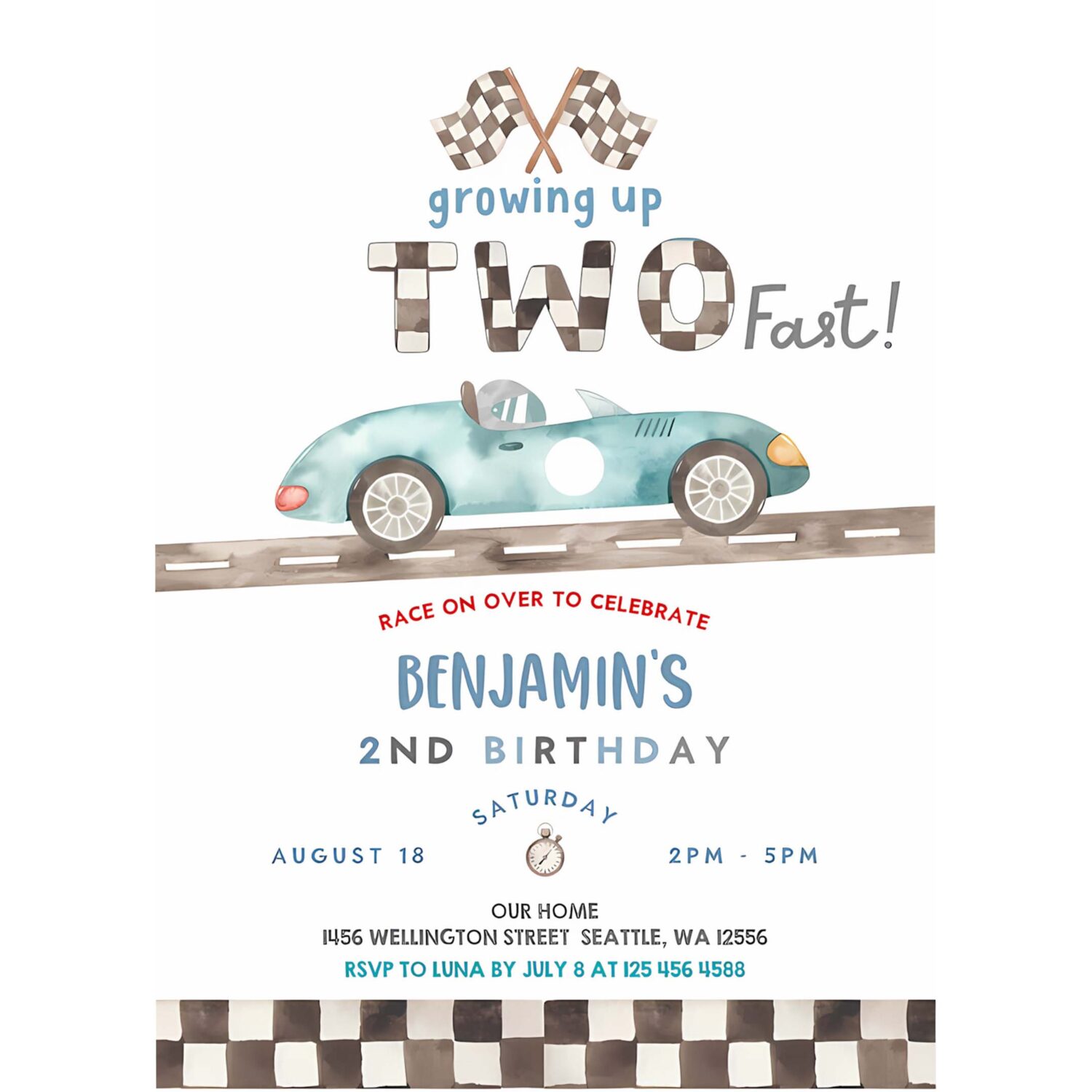 Editable two fast birthday invitation 2nd birthday race car birthday invitation car race birthday party invite 4