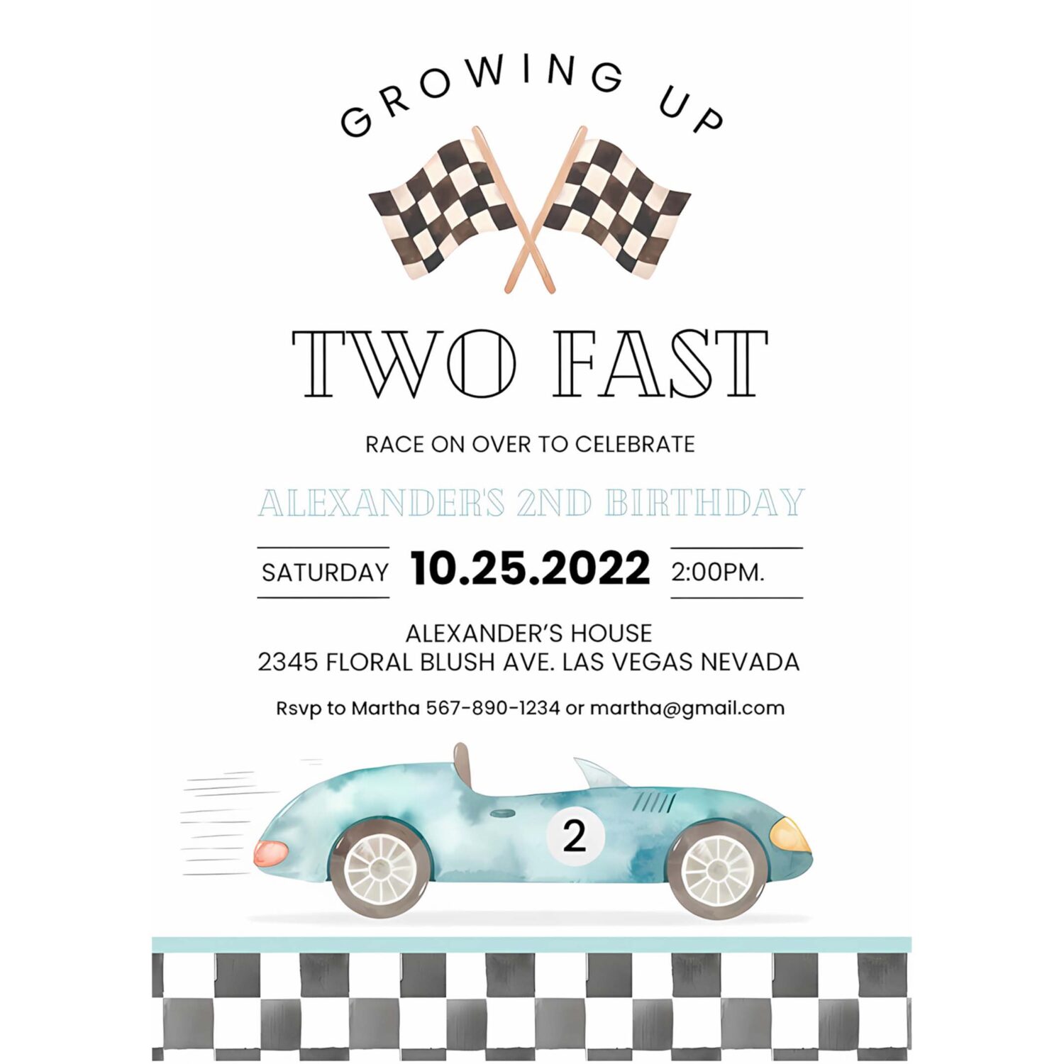 Editable two fast birthday invitation race car 2nd birthday invite racing car vintage racecar printable template 4