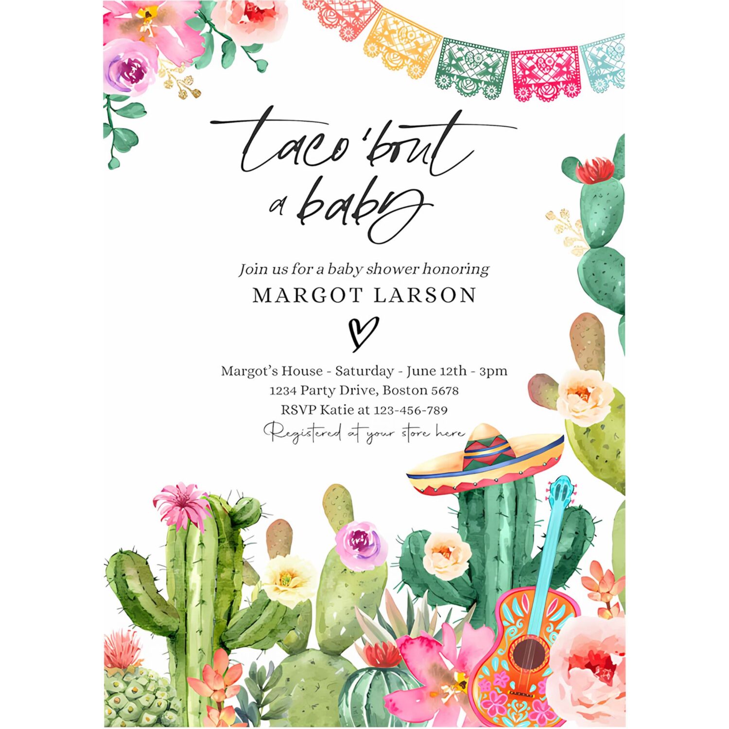 Editable taco bout a baby invitation taco baby shower invitation taco baby shower fiesta cactus baby shower 4