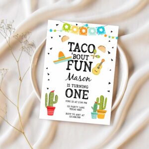 Editable taco bout fun birthday invitation boy first fiesta cactus sombrero blue instant download printable invitation template corjl 0161 1