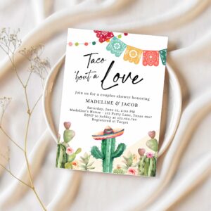 Editable taco bout love couples shower invitation fiesta cactus succulent mexican desert digital download corjl template printable 0404 1