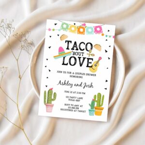 Editable taco bout love couples shower invitation fiesta cactus succulent mexican green pink digital download corjl template printable 0161 1