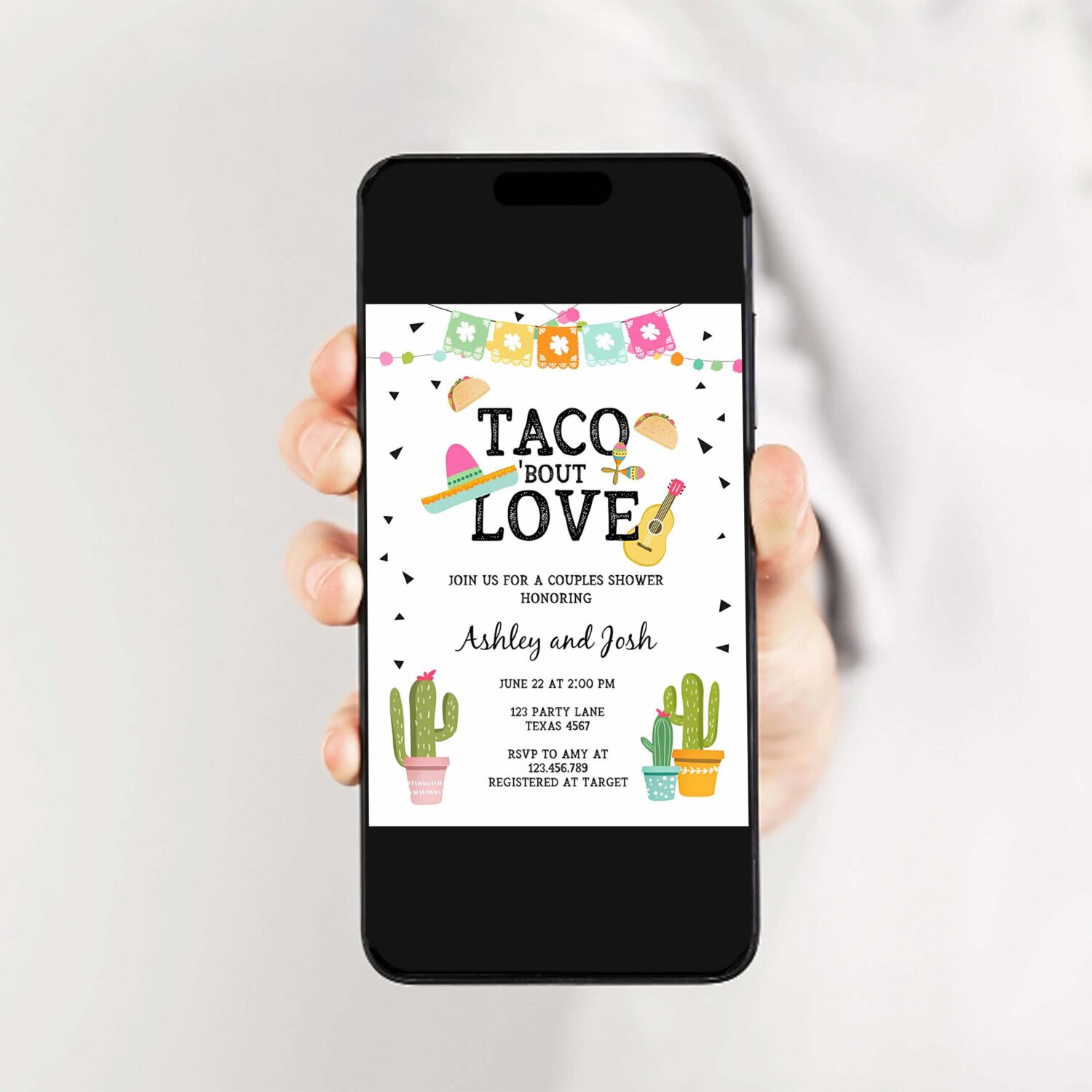 Editable taco bout love couples shower invitation fiesta cactus succulent mexican green pink digital download corjl template printable 0161 2