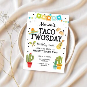 Editable taco twosday invitation mexican twosday birthday fiesta 2nd birthday boy fiesta two 1