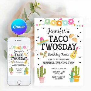 Taco Invitation, Taco Twosday Invitation