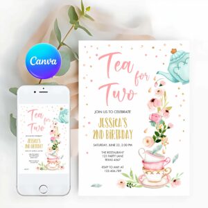 Tea Party Invitation, Tea for Two Party Invitation