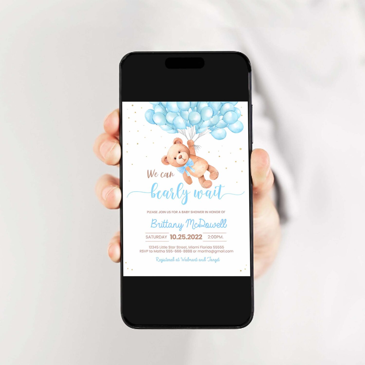 Editable teddy bear baby shower invitation bear themed baby shower invite printable bear with balloons invitations template 2