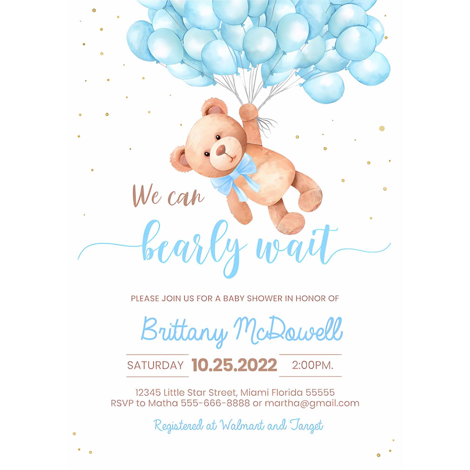 Editable teddy bear baby shower invitation bear themed baby shower invite printable bear with balloons invitations template 4