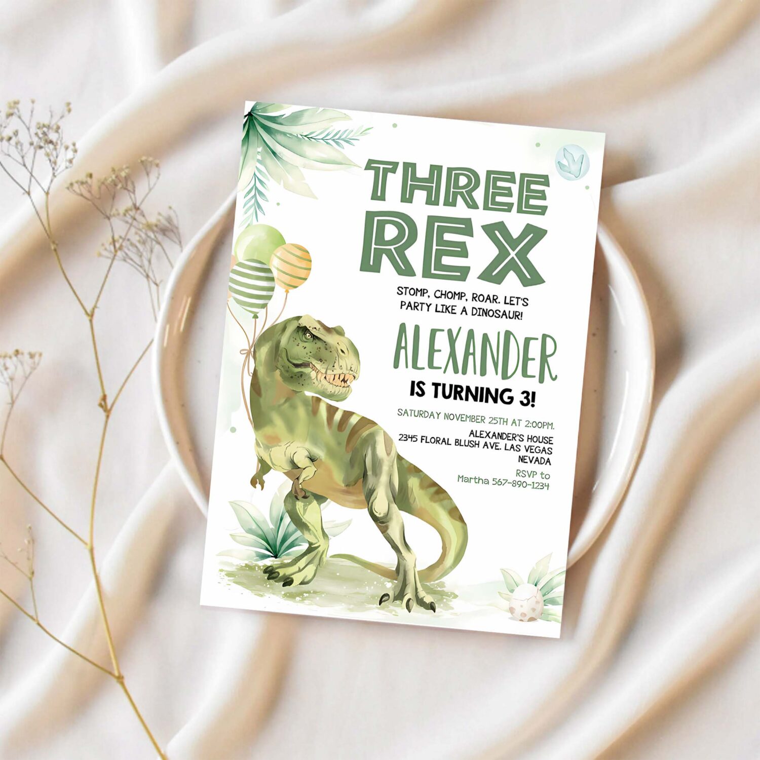 Editable three rex invitation boy dinosaur birthday invitationthree rex birthday three rex invite printable boy party template 1