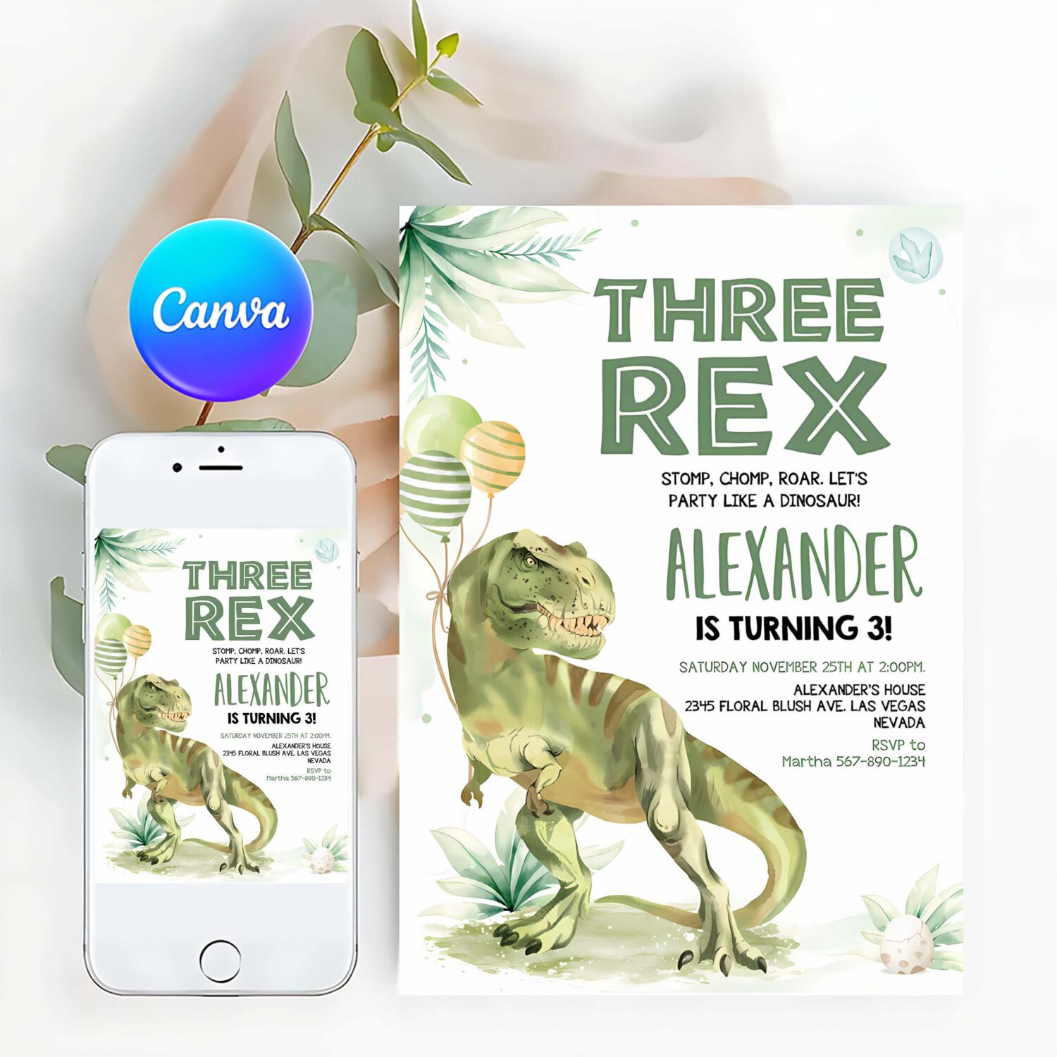 Editable three rex invitation boy dinosaur birthday invitationthree rex birthday three rex invite printable boy party template