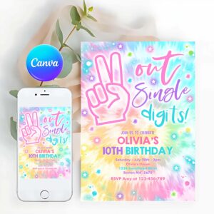 Tie Dye Invitation, Tie Dye Birthday Invitation