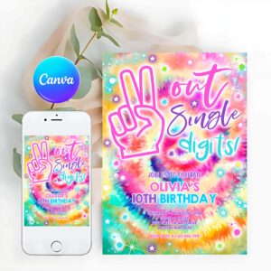 Tie Dye Invitation, Tie Dye Birthday Party Invitation