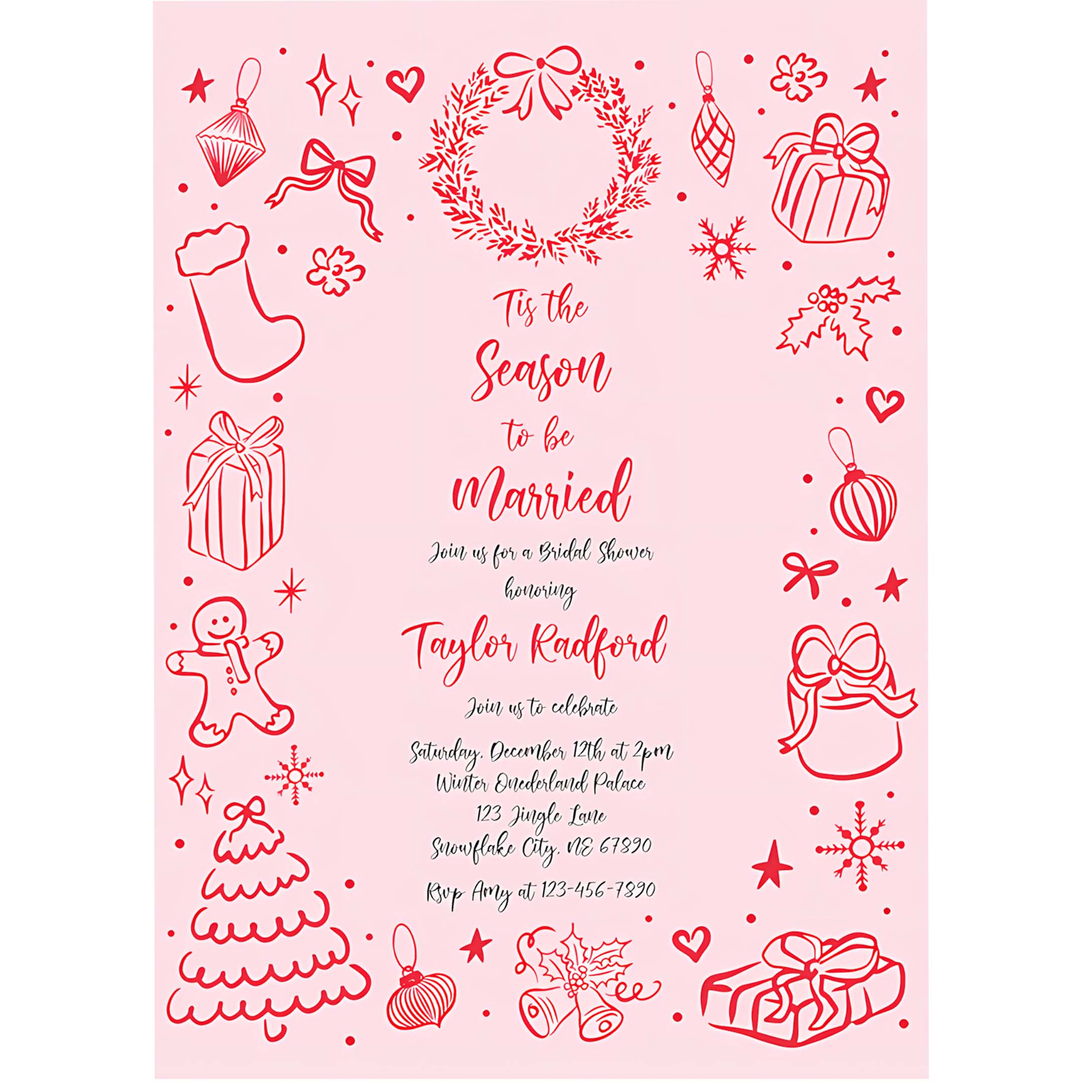 Editable Tis The Season To Be Married Christmas Bridal Shower Invitation Holiday Bride Coquette Bow Bridal Shower Instant Download JJ8