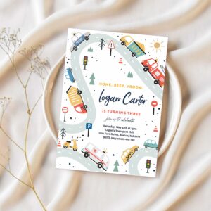 Editable transportation birthday invitation trucks and cars birthday party first responders birthday party digger party instant download auh 1