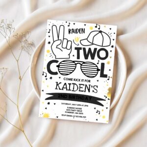 Editable two cool birthday invitation two cool party boys 2nd birthday party im two cool sunglasses birthday party 1