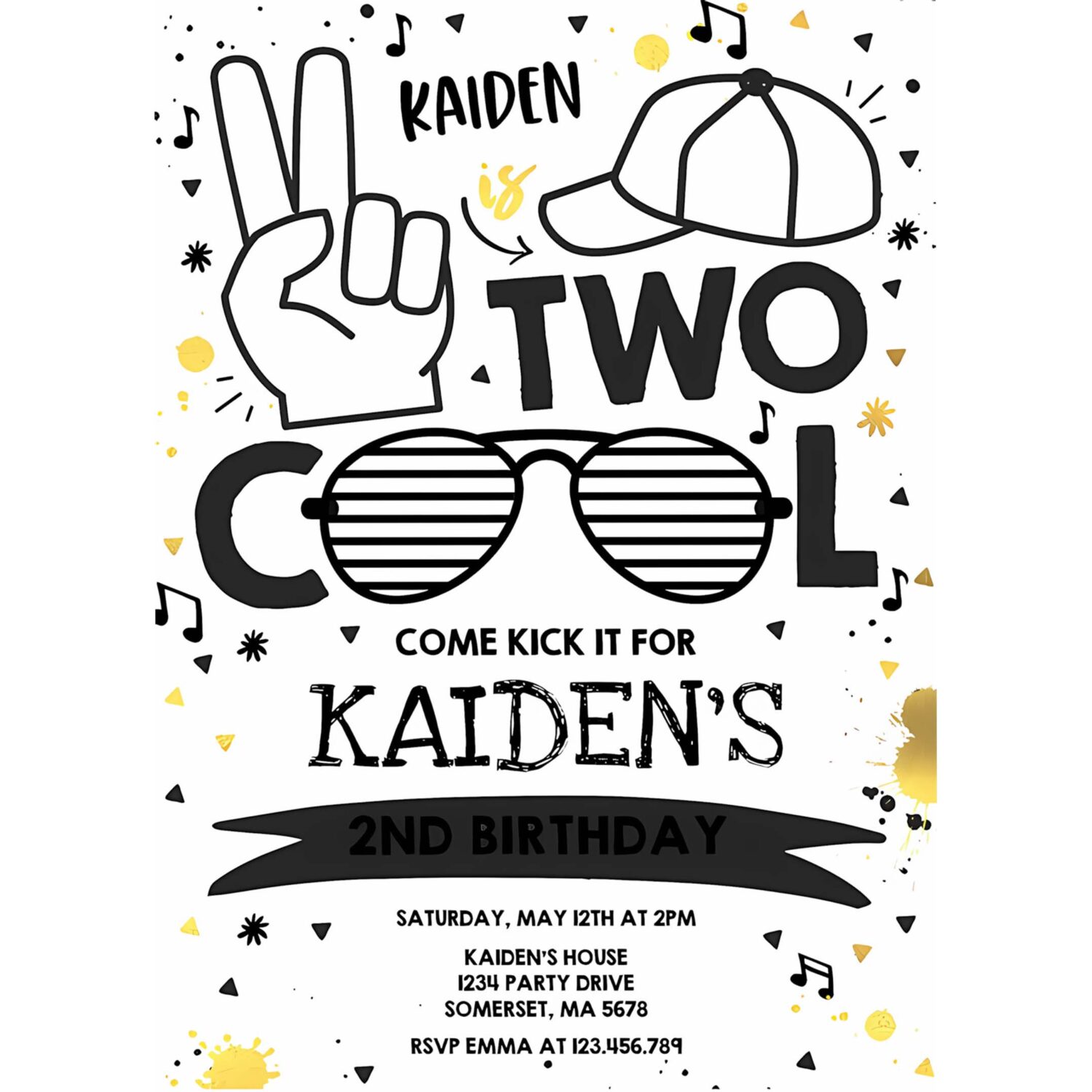 Editable two cool birthday invitation two cool party boys 2nd birthday party im two cool sunglasses birthday party 4