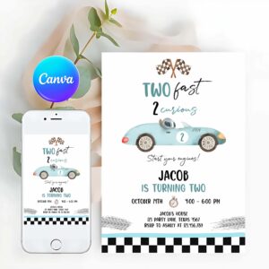 Fast One Invitation, Two Fast Birthday Invitation
