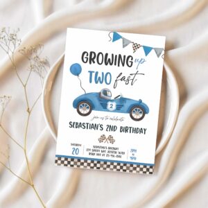 Editable two fast birthday invitation two fast boy race car 2nd birthday party growing up two fast race car party instant download db5 1