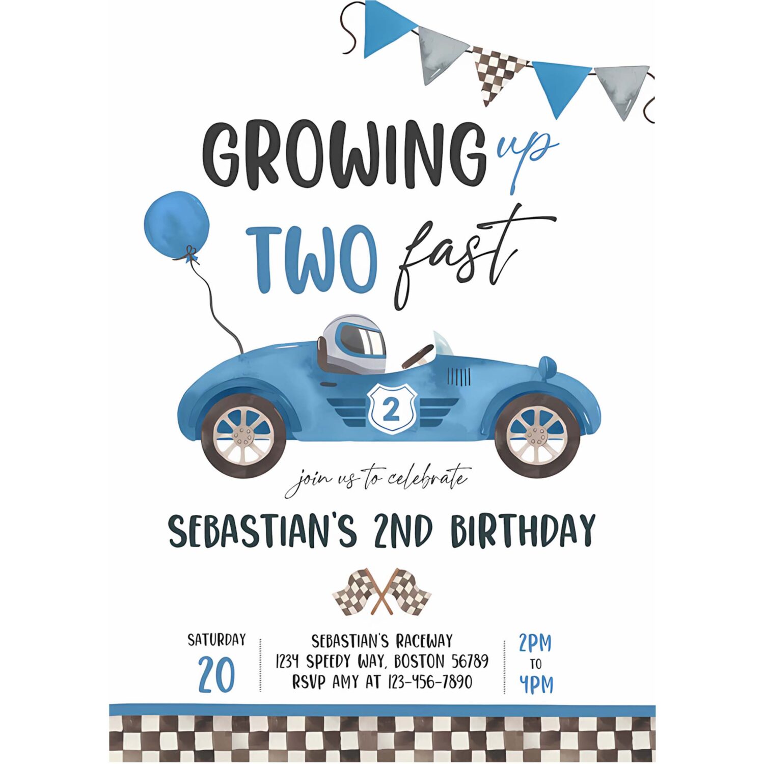 Editable two fast birthday invitation two fast boy race car 2nd birthday party growing up two fast race car party instant download db5 4
