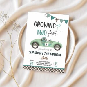 Editable two fast birthday invitation two fast boy race car 2nd birthday party invite growing up two fast race car instant download e43 1