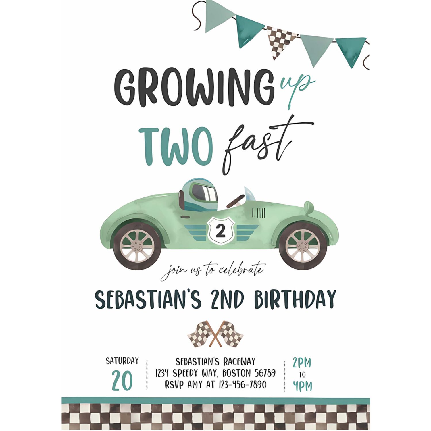 Editable two fast birthday invitation two fast boy race car 2nd birthday party invite growing up two fast race car instant download e43 4