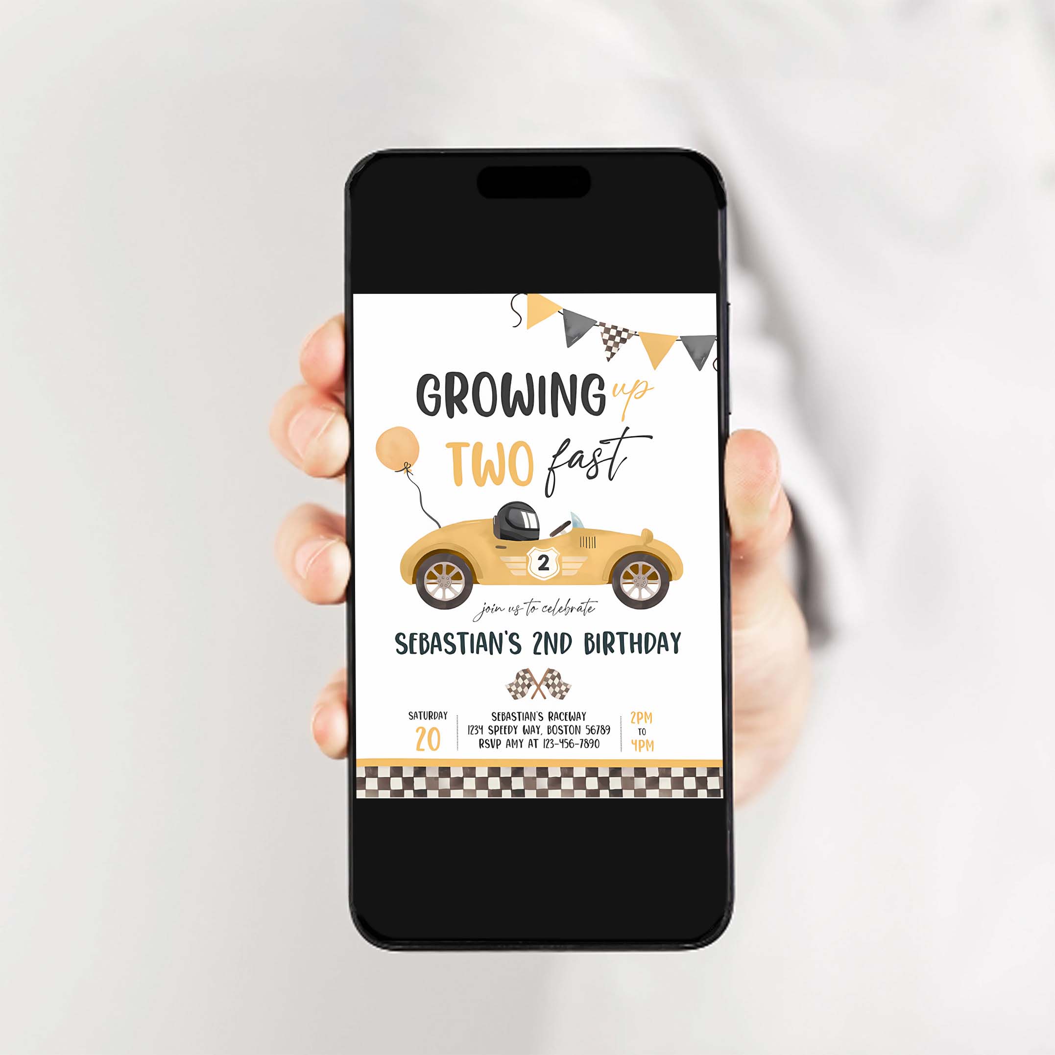 Editable Two Fast Birthday Invitation Two Fast Boy Race Car 2nd Birthday Party Invite Growing Up Two Fast Race Car Instant Download EW3