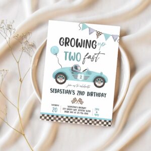 Editable two fast birthday invitation two fast boy race car 2nd birthday party invite growing up two fast race car party instant download e5 1