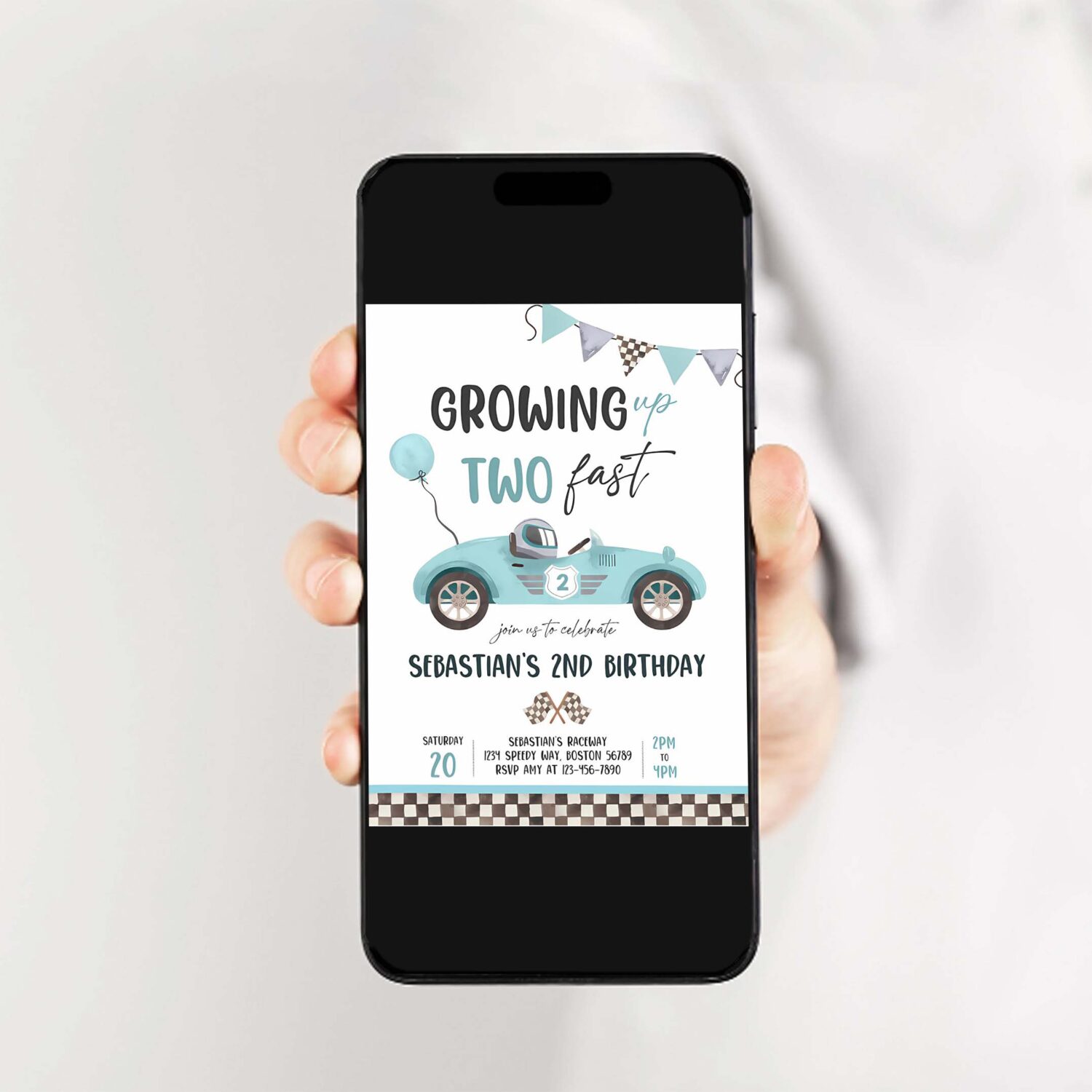 Editable two fast birthday invitation two fast boy race car 2nd birthday party invite growing up two fast race car party instant download e5 2