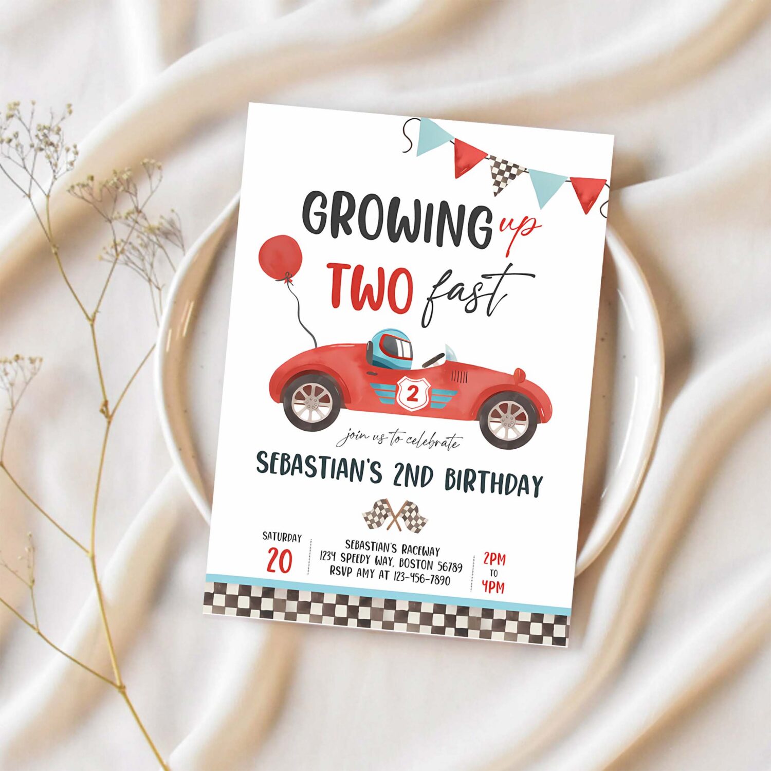 Editable two fast birthday invitation two fast boy race car 2nd birthday party invite growing up two fast race car party instant download vr 1