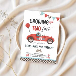 Editable two fast birthday invitation two fast boy race car 2nd birthday party invite growing up two fast race car party instant download vr 1