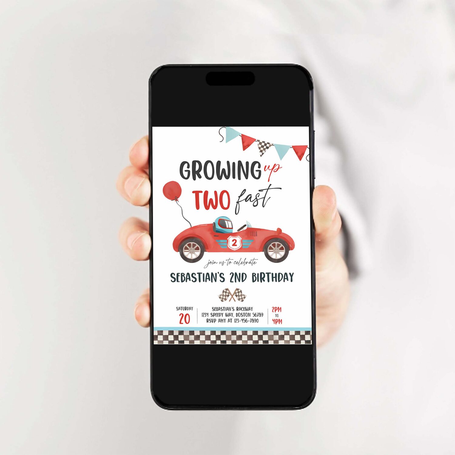 Editable two fast birthday invitation two fast boy race car 2nd birthday party invite growing up two fast race car party instant download vr 2