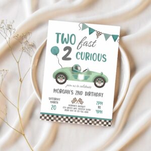 Editable two fast birthday invitation two fast boy race car 2nd birthday party invite two fast 2 curious race car party 1