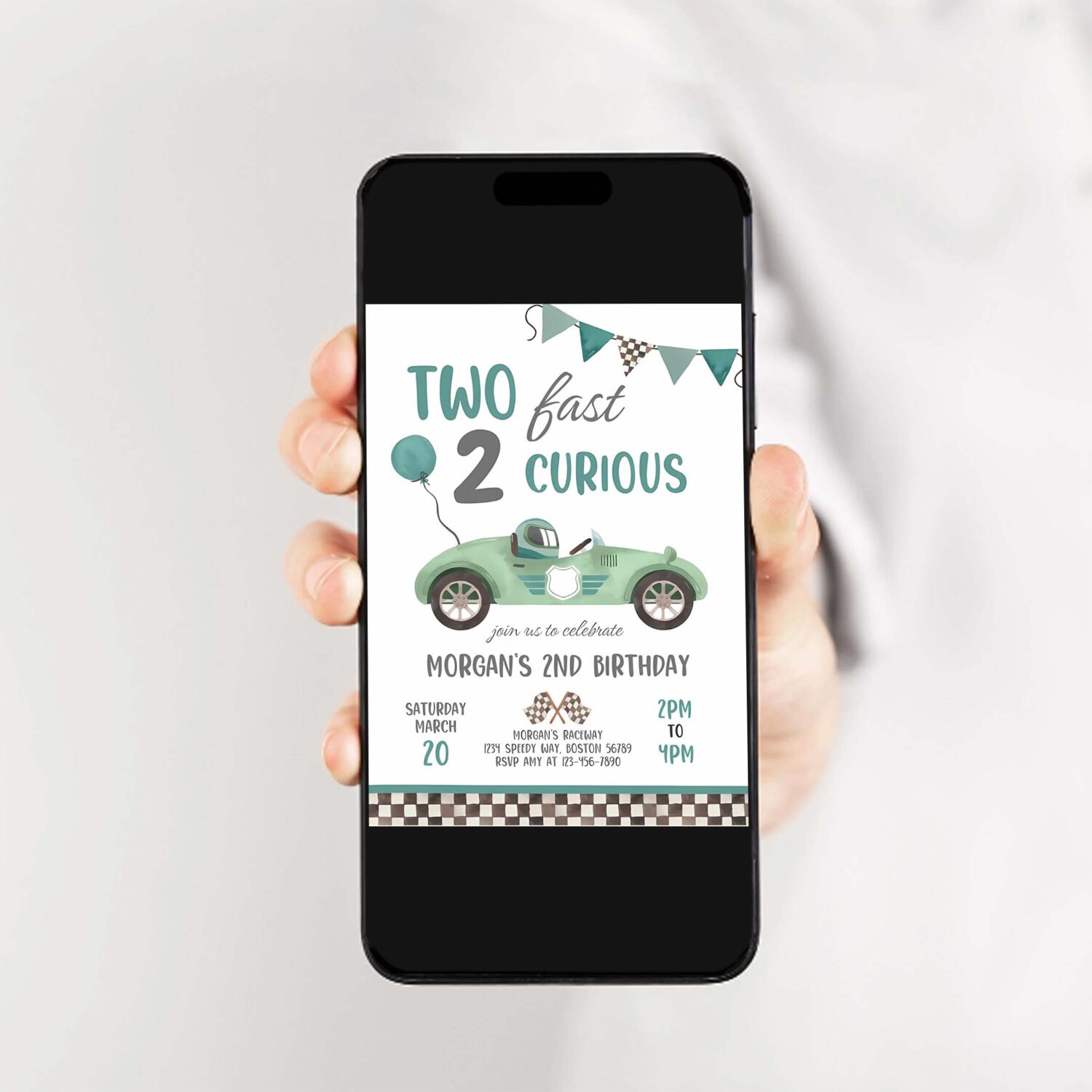 Editable two fast birthday invitation two fast boy race car 2nd birthday party invite two fast 2 curious race car party 2