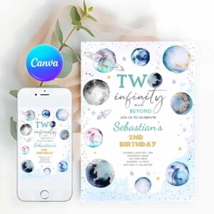 Outer Space Invitation, Two Infinity And Beyond Space Birthday Invitation