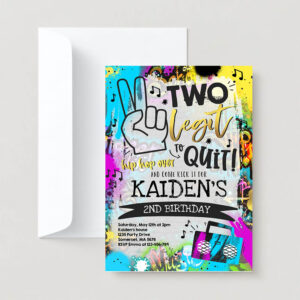 Editable two legit to quit birthday invite hip hop 2nd birthday party 90s hip hop birthday party graffiti 2
