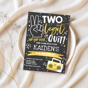 Editable two legit to quit birthday party invitation black gold two legit to quit 2nd birthday party boy hip hop 2nd birthday party 1