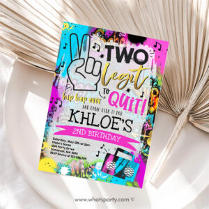Two Legit To Quit Birthday Party Invitation Hip Hop 2nd Birthday Invitation