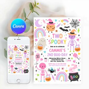 Two Spooky Invitation, Two Spooky Cute Halloween 2nd Birthday Party Invitation Halloween Cuties 2nd Birthday Spooktacular Birthday