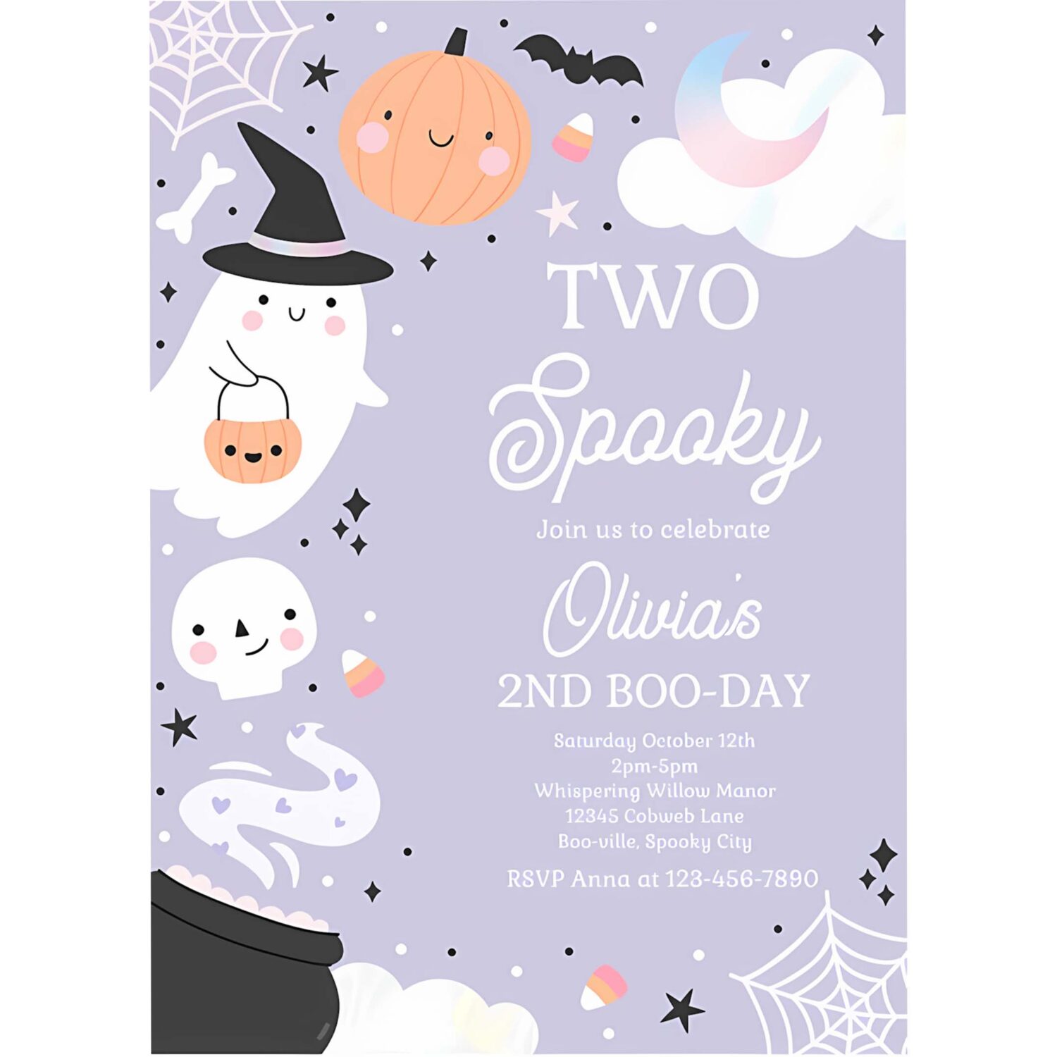 Editable two spooky halloween ghost 2nd birthday party invitation boho groovy ghost halloween birthday party invite instant download 42a 4