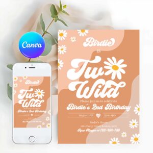 Two Wild Invitation, Two Wild 2nd Birthday Party Invitation